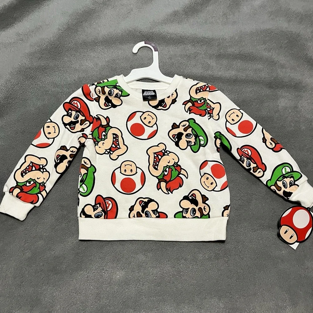 Super Mario‎ Brothers White Sweatshirt  Sz 2T NWT